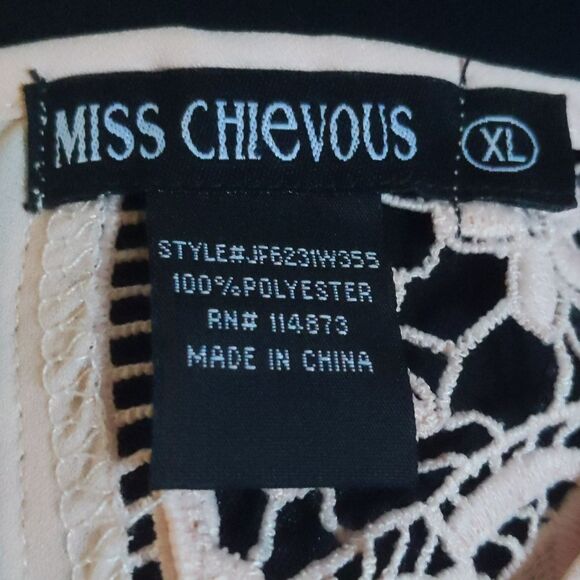 Miss Chievous light peach sheer blouse with lace sleeves, LIKE NEW, XL - Picture 3 of 4